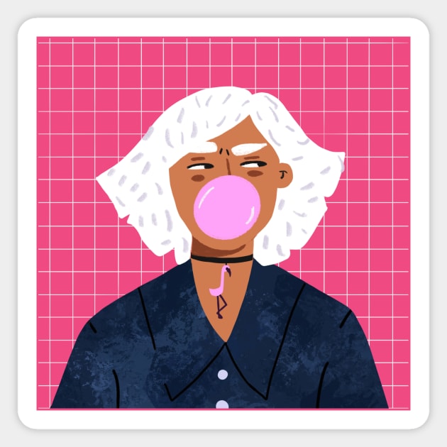 Girl with Bubblegum Sticker by London Colin